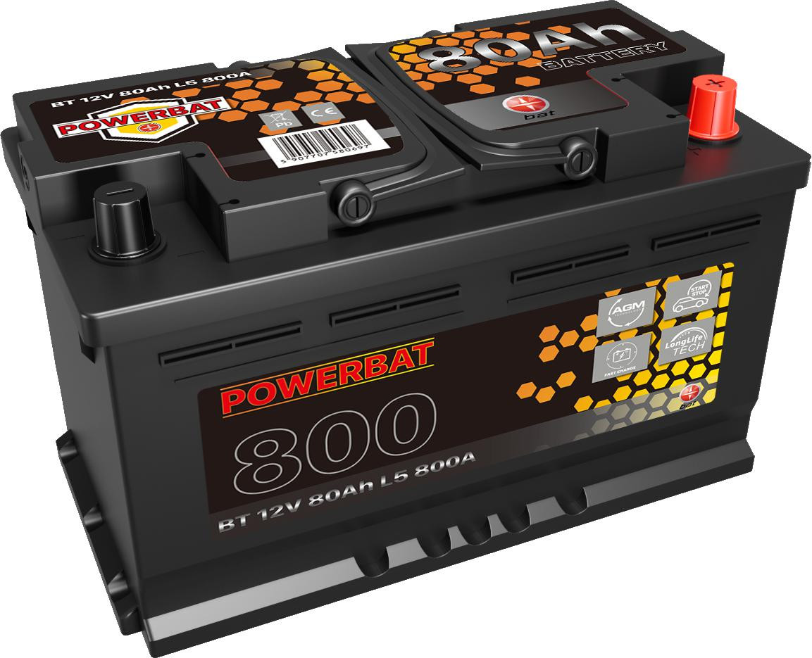 Akumulator AGM samochodowy START-STOP POWERBAT L4 12 V 80 Ah-1937399