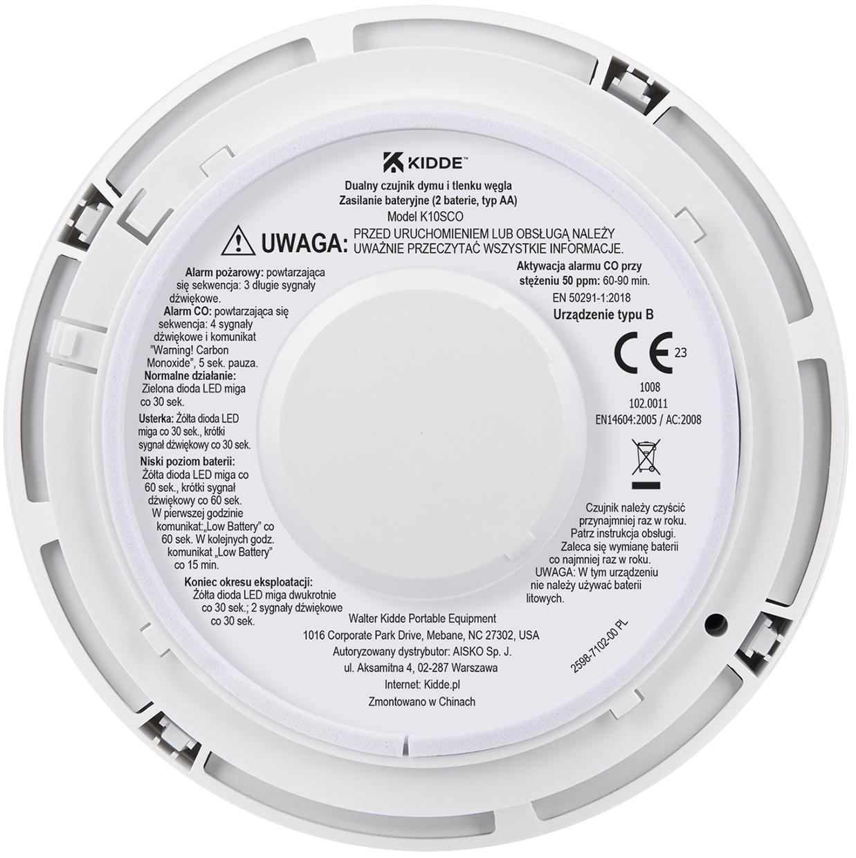 Czujnik czadu i dymu 2w1 Kidde K10SCO-1652459