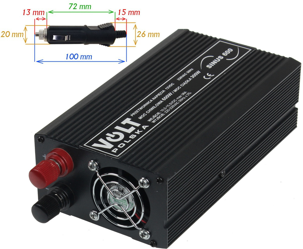PRZETWORNICA VOLT POLSKA SINUS 600 12V / 230V 300/600W-1891476