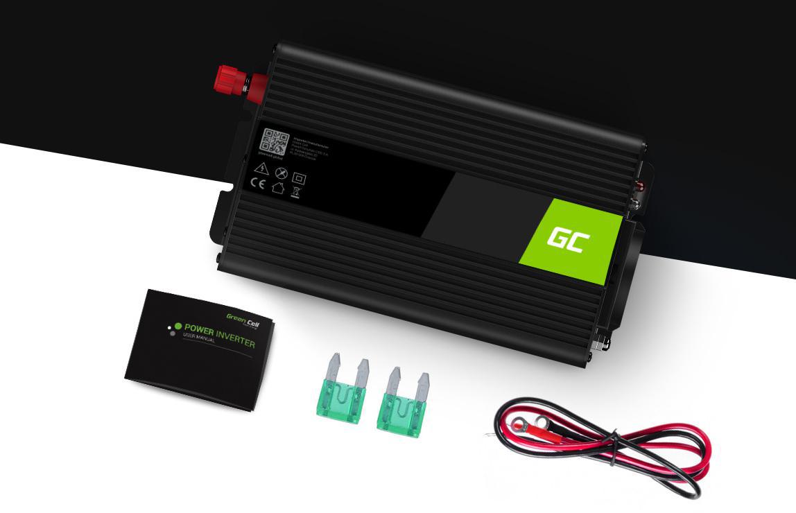 PRZETWORNICA NAPIĘCIA INWERTER Green Cell 12V / 230V 1000W/2000W CZYSTA SINUSOIDA INV09-1834150