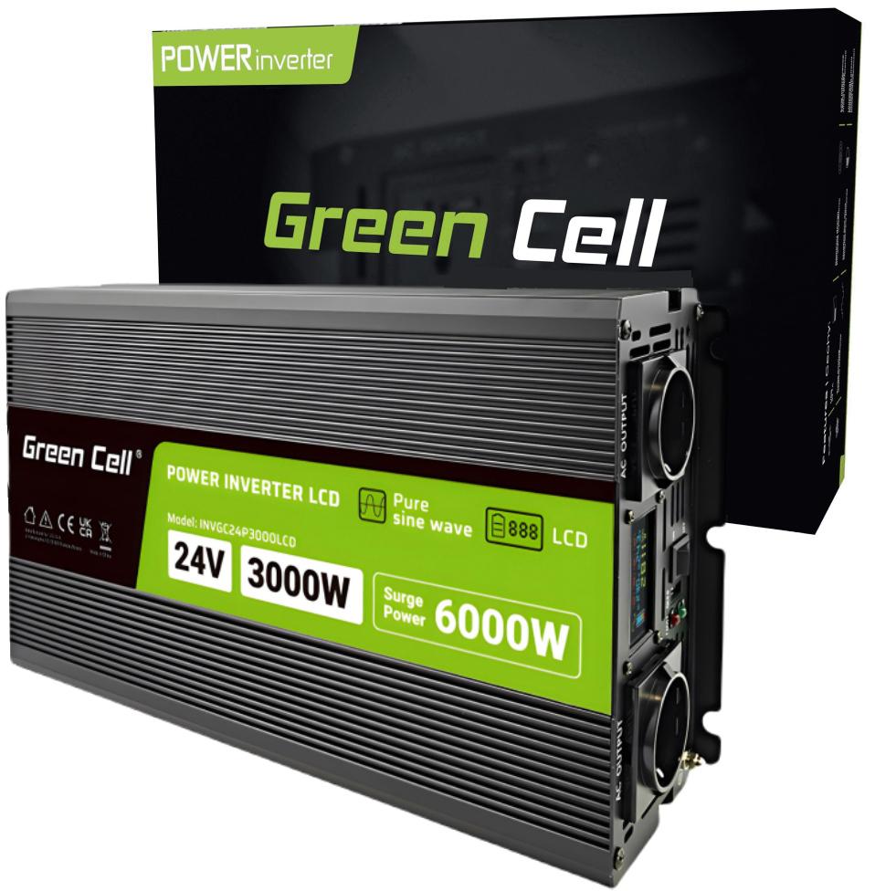 PRZETWORNICA NAPIĘCIA Green Cell PowerInverter LCD 24V / 230V 3000/6000W CZYSTA SINUSOIDA-1844815