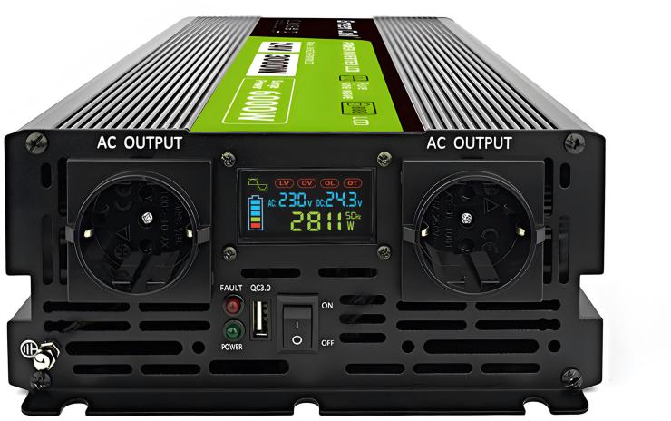 PRZETWORNICA NAPIĘCIA Green Cell PowerInverter LCD 24V / 230V 3000/6000W CZYSTA SINUSOIDA-1675988