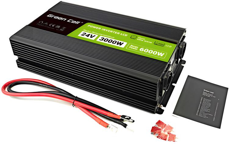 PRZETWORNICA NAPIĘCIA Green Cell PowerInverter LCD 24V / 230V 3000/6000W CZYSTA SINUSOIDA-1936792