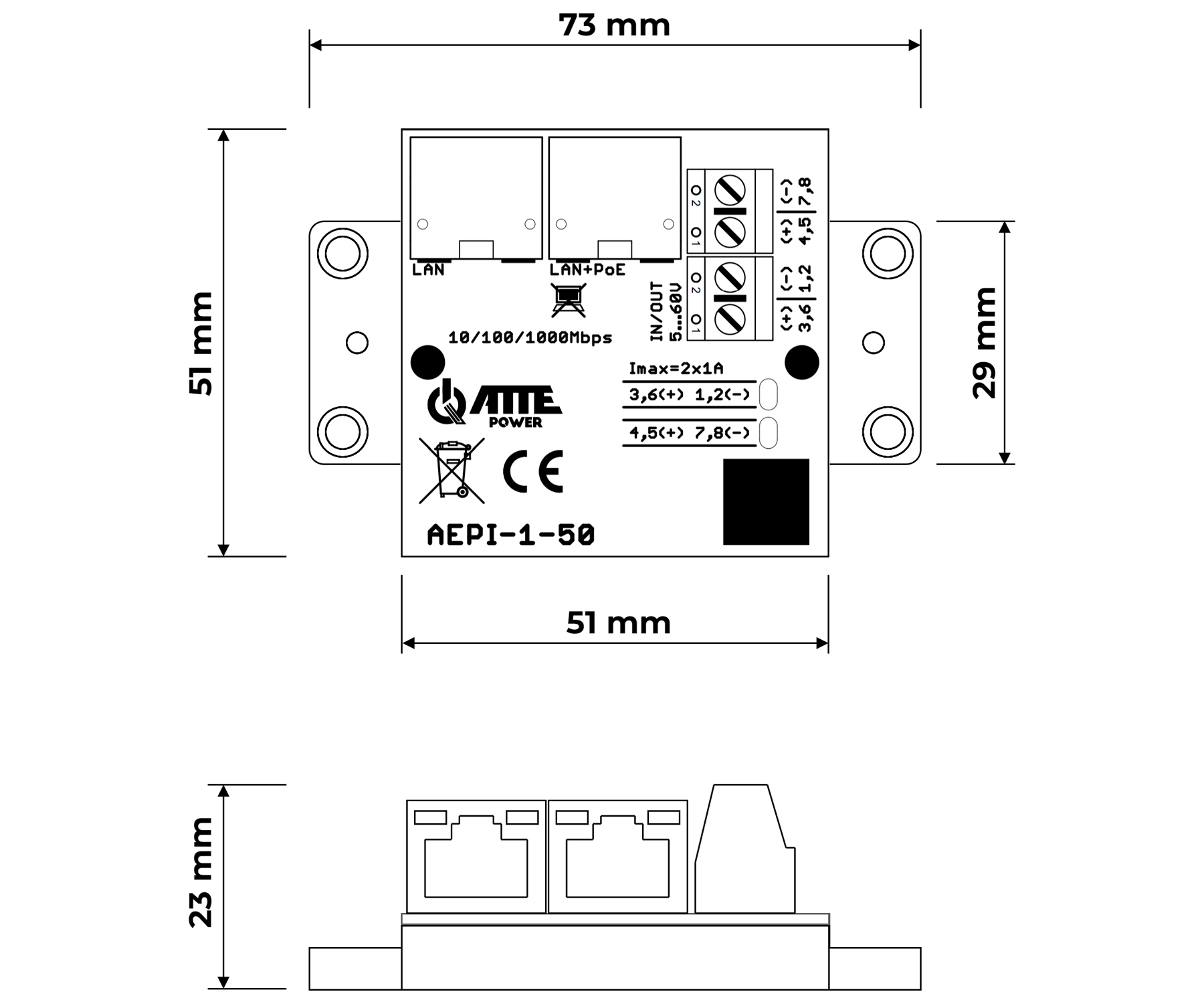 ADAPTER ZASILANIA POE AEPI-1-50 ATTE-1874244